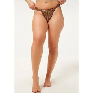 NWT Good American Foil Ruched Bottom in Mocha Foil Style GSW0281